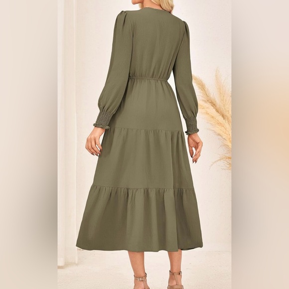 Kate Kasin Elegant Olive Green Maxi Dress Sz L NWT - Picture 2 of 6